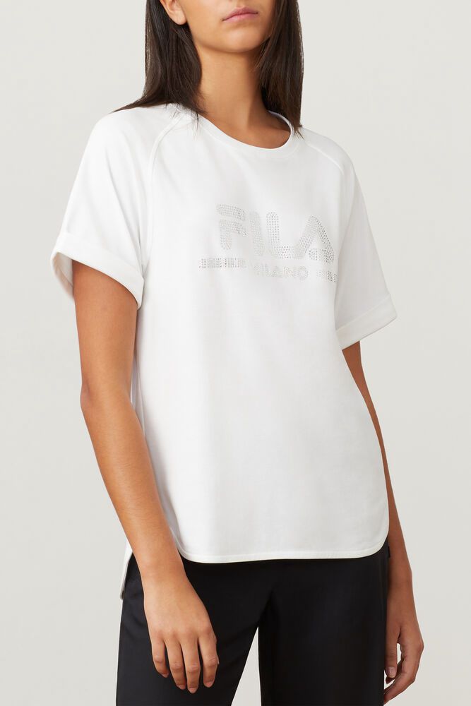 Fila Milano Cotton White T-Shirt Womens - NZ 52390-JVHQ